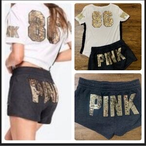 PINK VS 86 BLING TSHIRT/ RETRO SHORTS OUTFIT